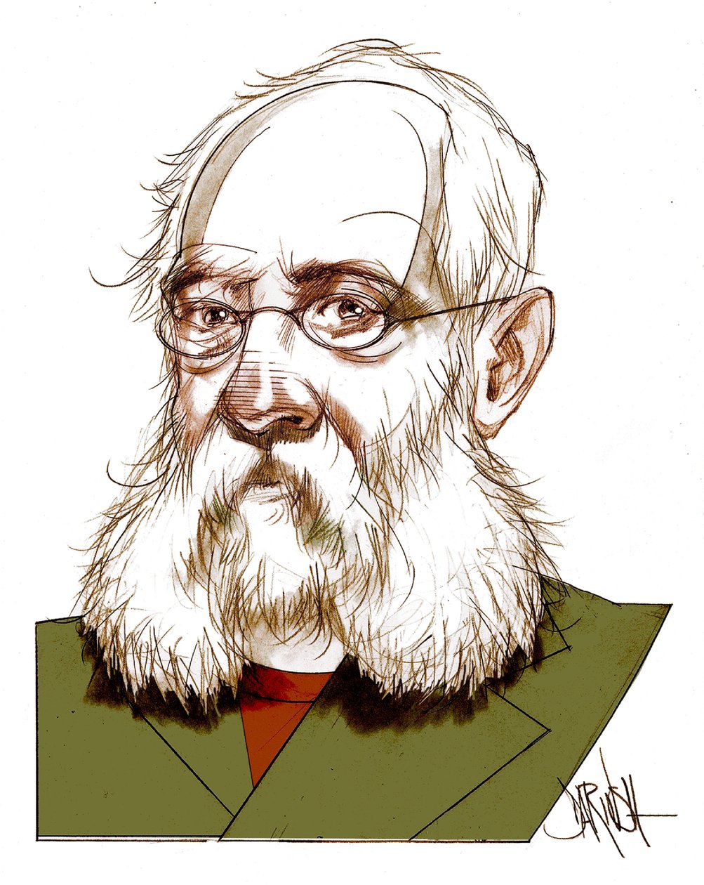 Ferdinand Petruccelli Of Gattina , 2016 (digital teckning med färgpenna) av Dariush Radpour