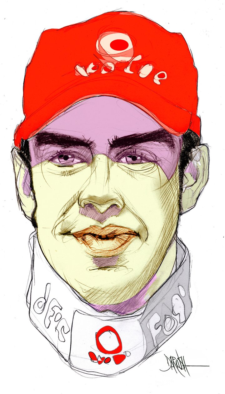 Fernando Alonso Díaz (digital teckning med färgpennor) av Dariush Radpour