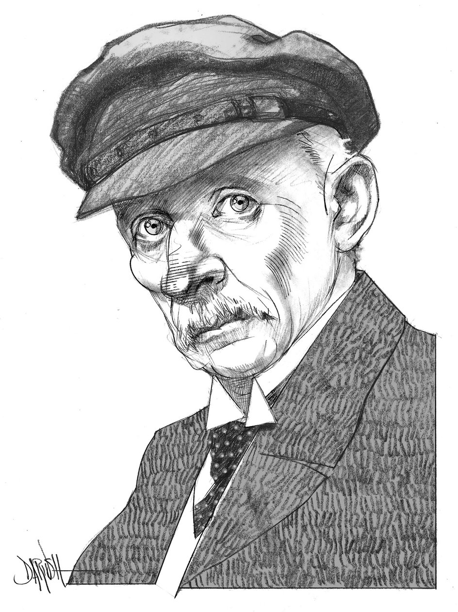 Gustav Meyrink, 2024 (digital teckning med färgpenna) av Dariush Radpour