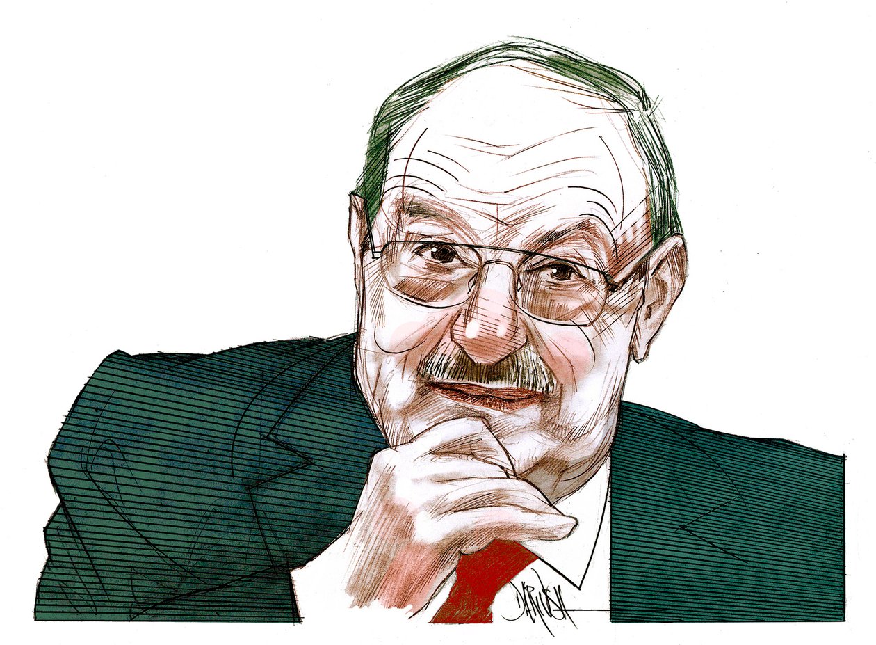 Umberto Eco (digital teckning med färgpennor) av Dariush Radpour