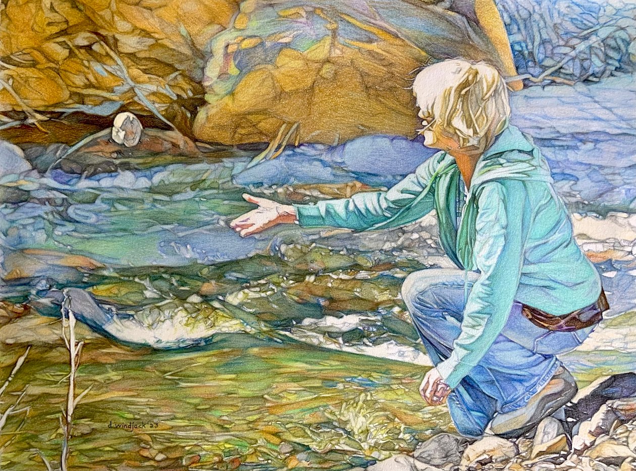 Letting Go, 2023 (blyerts på papper) av Darrell Windjack