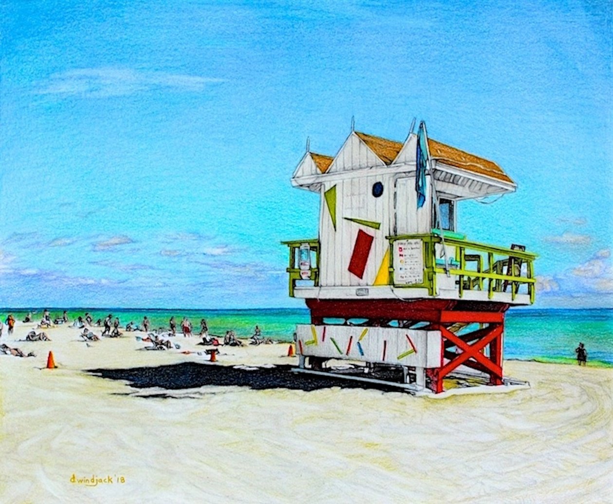 Sand Between My Toes, 2018 (blyerts på papper) av Darrell Windjack