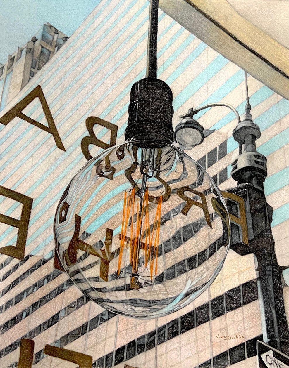 Through a Glass Brightly, 2023 (blyerts på papper) av Darrell Windjack