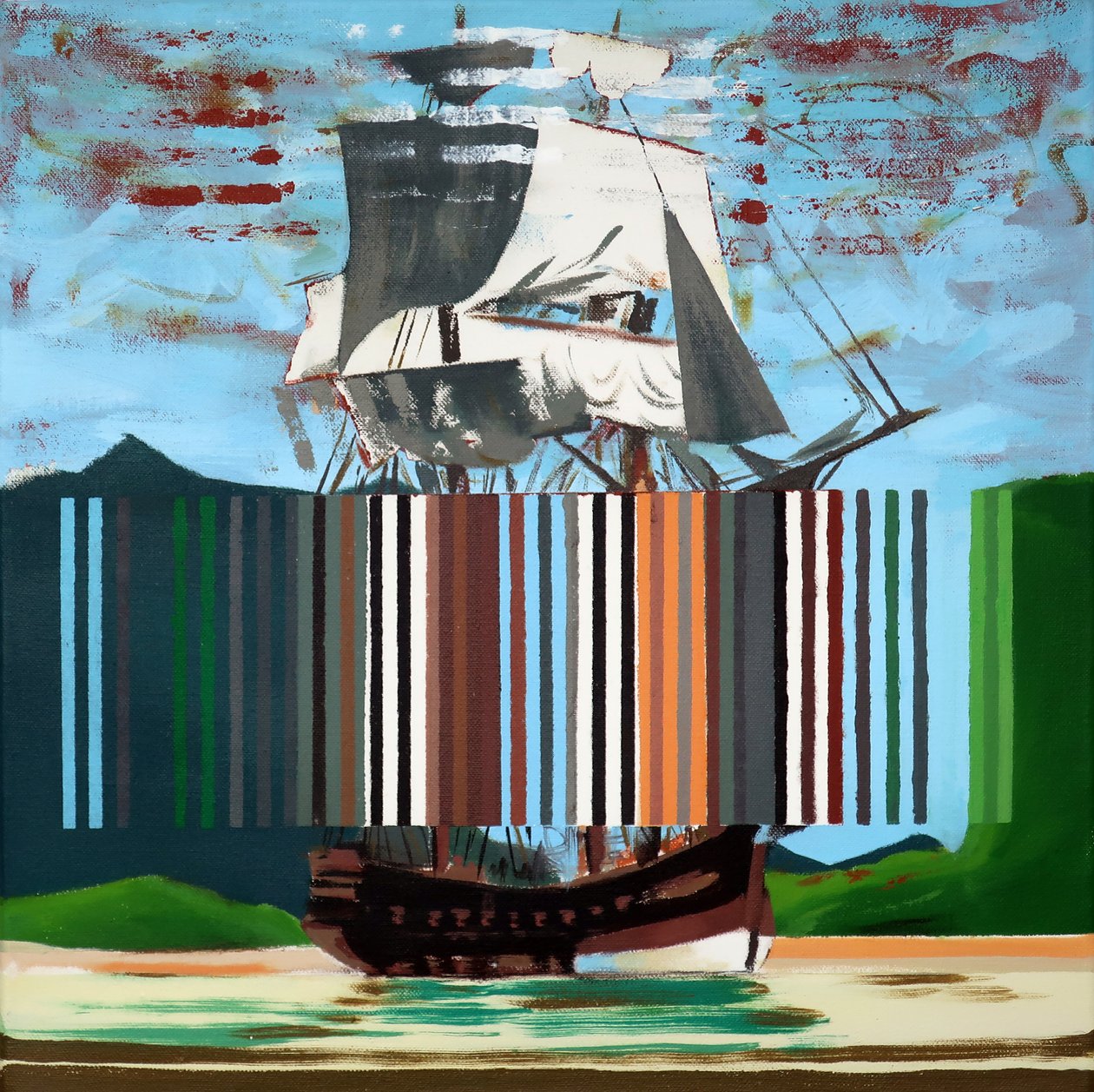 Bark Endeavour, 2019 (acylic på duk) av Darren Coffield