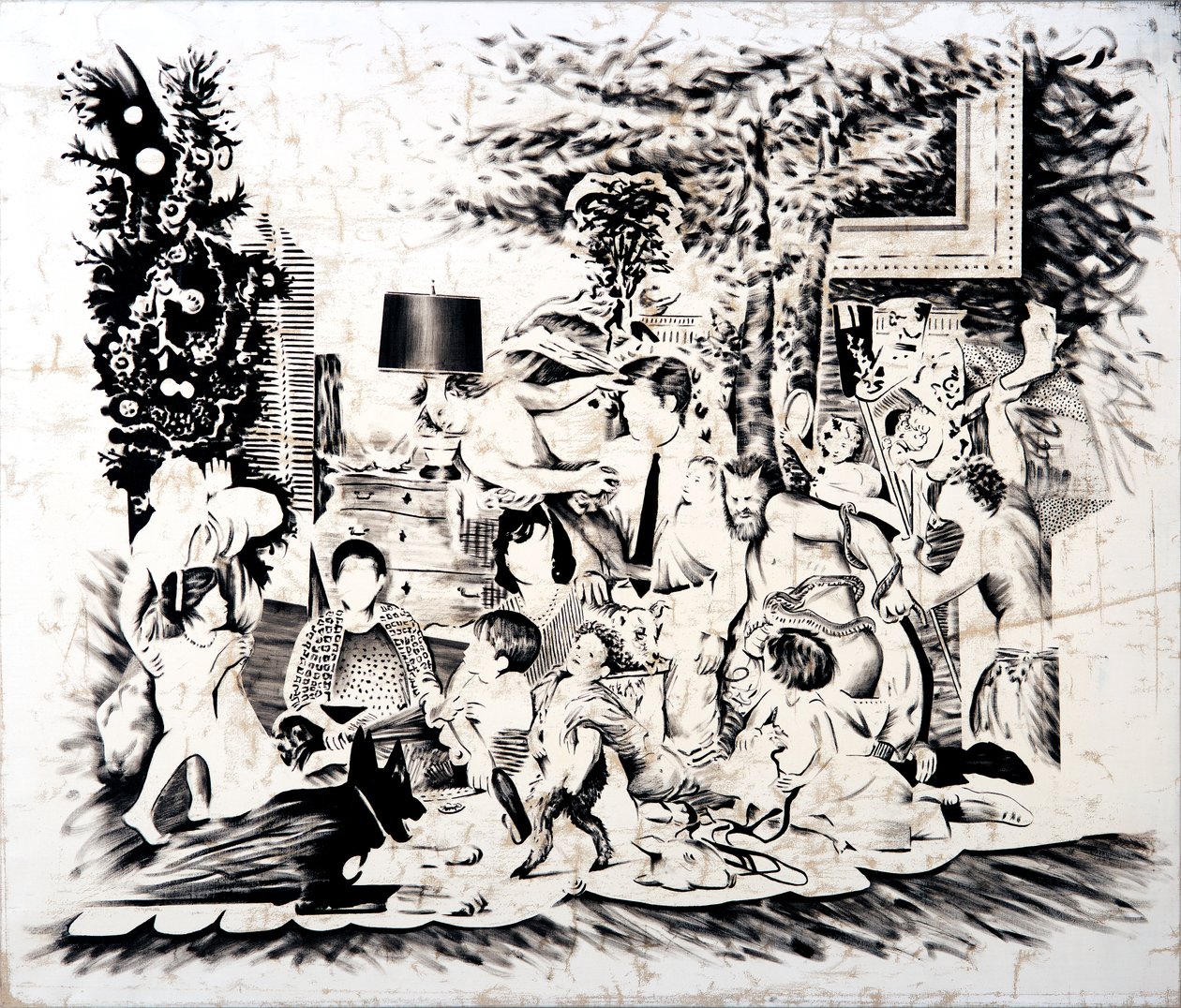 Christmas at The Kennedys, 2016 (olja på duk) av Darren Coffield