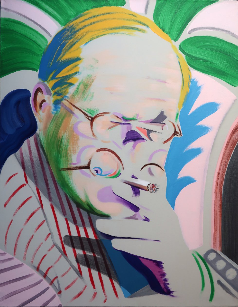 Hockney tar en andningspaus, 2013 (akryl på duk) av Darren Coffield