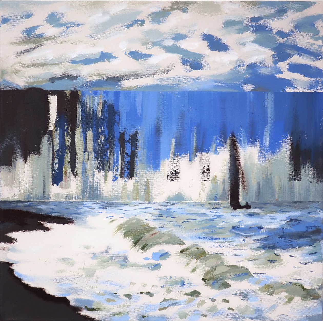 Havet vid Sainte Adresse efter Monet, 2019 (akryl på duk) av Darren Coffield