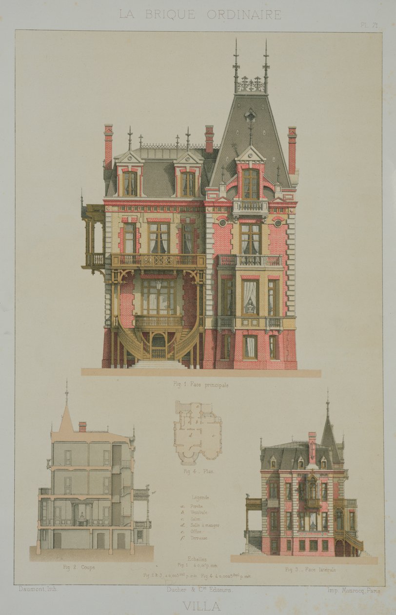 Design för en tegelvilla i Trouville, illustration från 