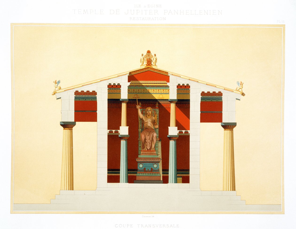 Tvärsektion av Jupiters tempel i Aegina av Daumont