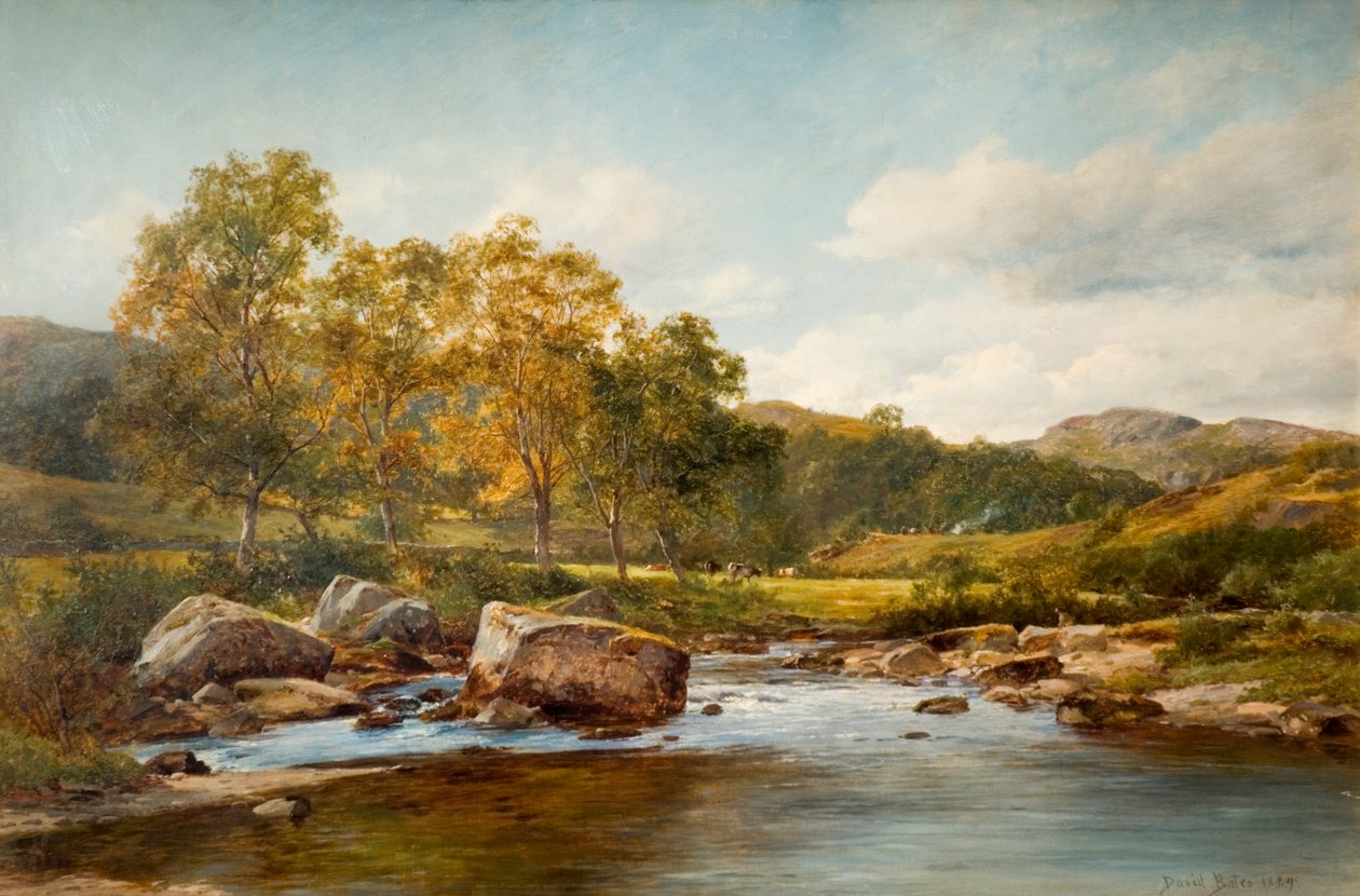 Stepping Stones på floden Llugwy, 1889 av David Bates