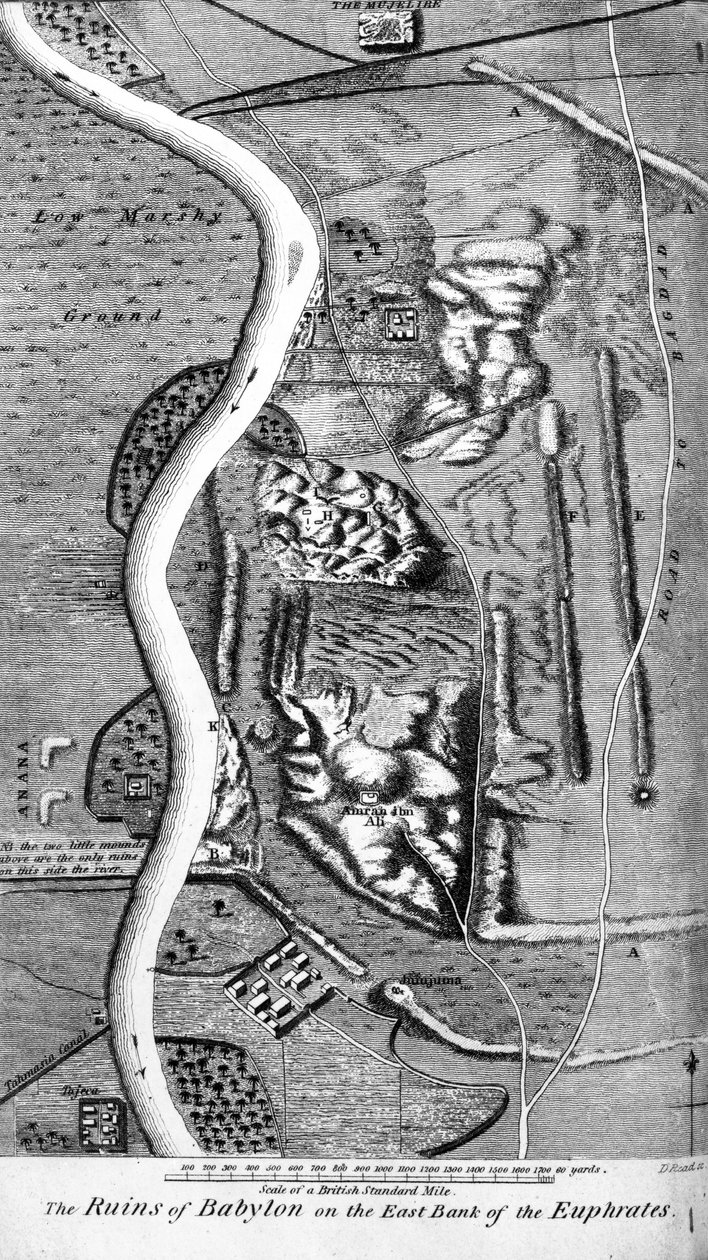 Ruinerna av Babylon på Eufrats östra strand av David Charles Read