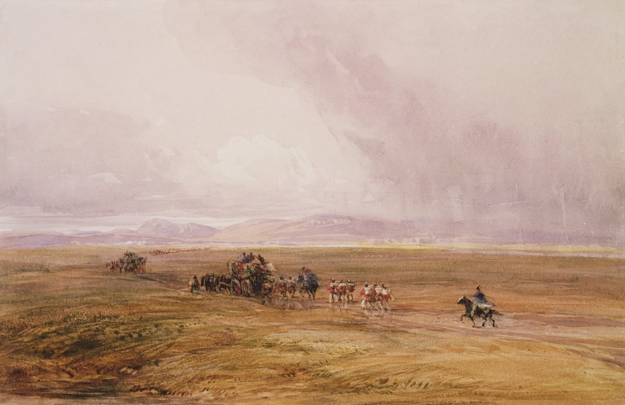 Ett bagagetåg som korsar en slätt av David Cox