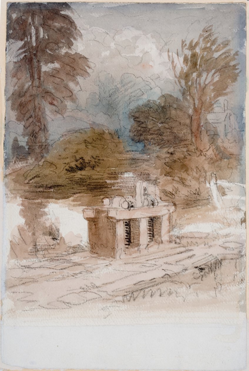 Slussporten (kol och akvarell på papper (klistrad på kort)) av David Cox