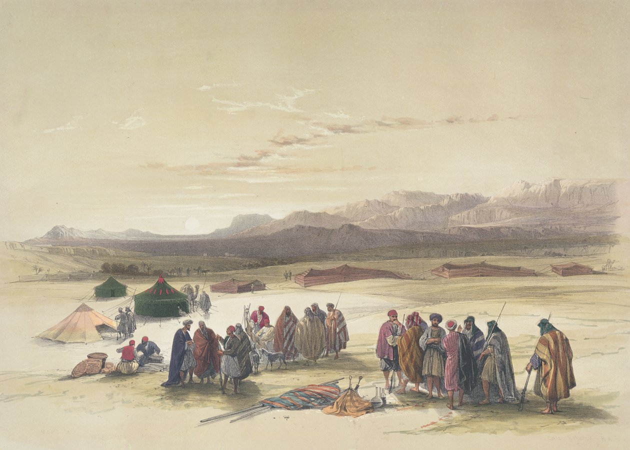Alloeenernas läger i Wady Araba (handkolorerad litografi) av David Roberts