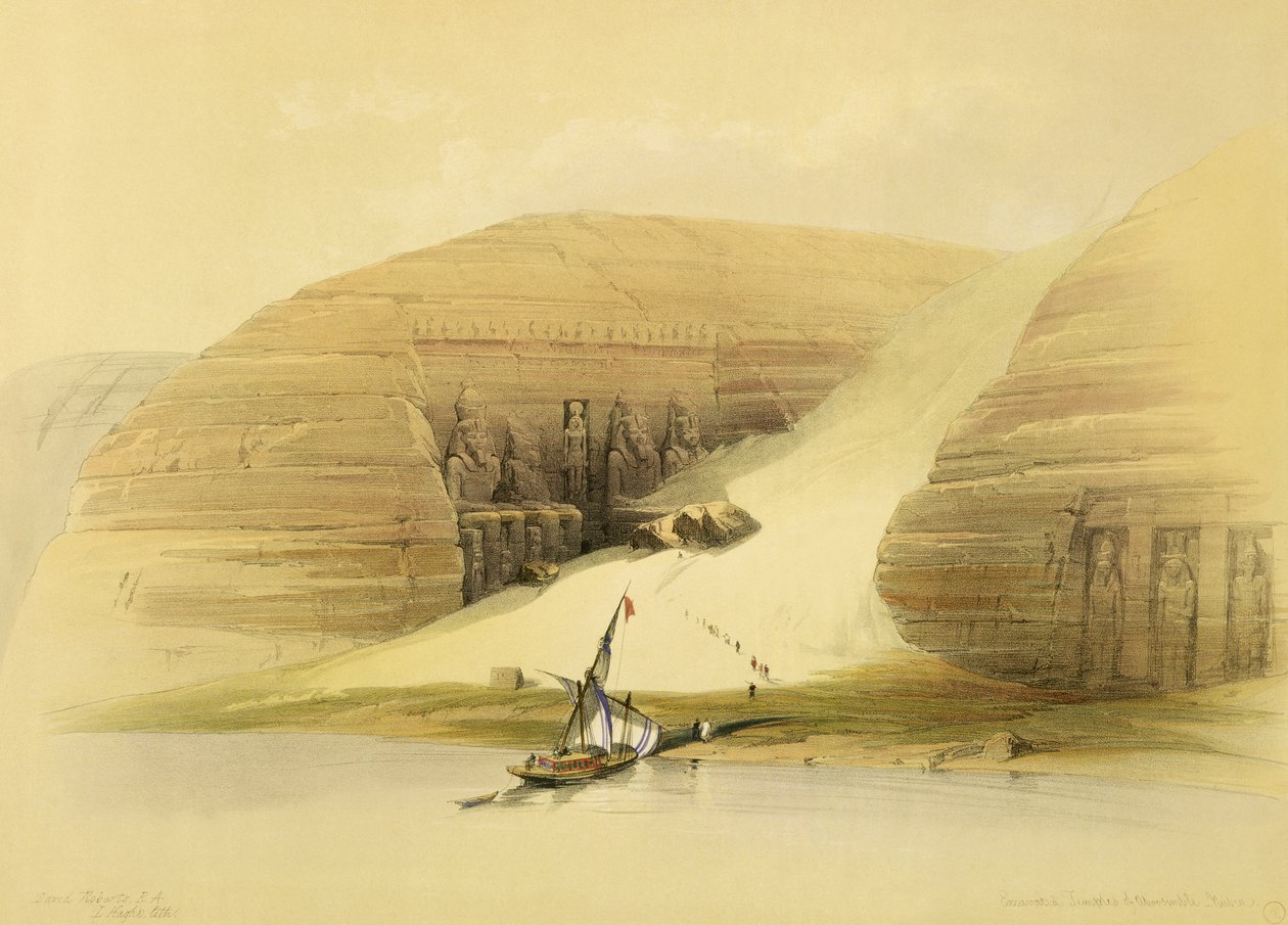 Utgrävda templet Abu Simbel, från Egypten och Nubien, Vol.1 av David Roberts
