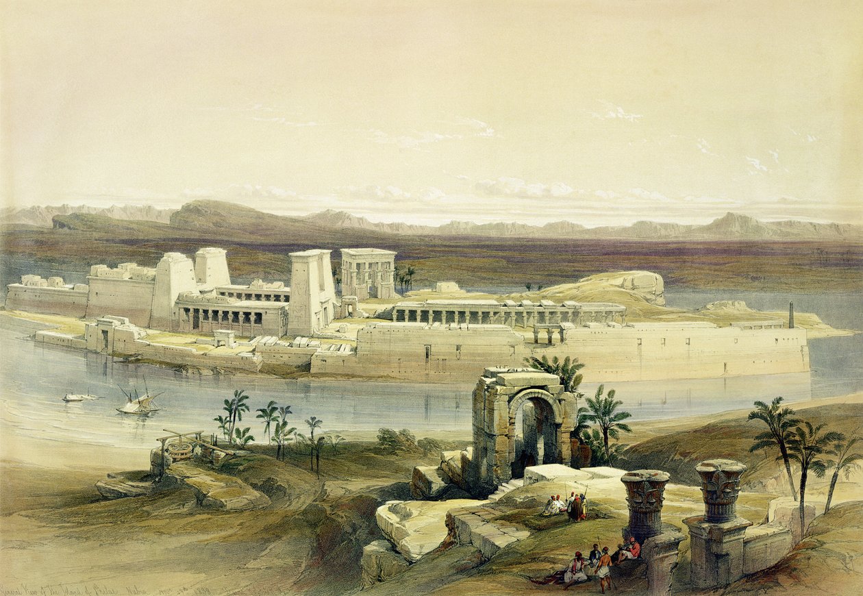 Allmän bild av ön Philae, Nubia, från Egypten och Nubia, Vol.1 av David Roberts