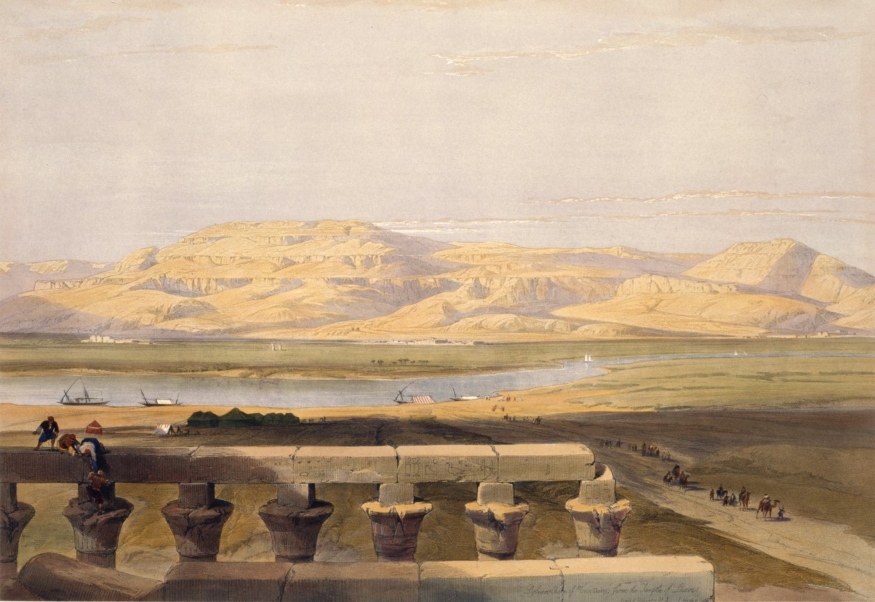 Libyska bergskedjan från Luxortemplet, från Egypten och Nubia, Vol.1 av David Roberts