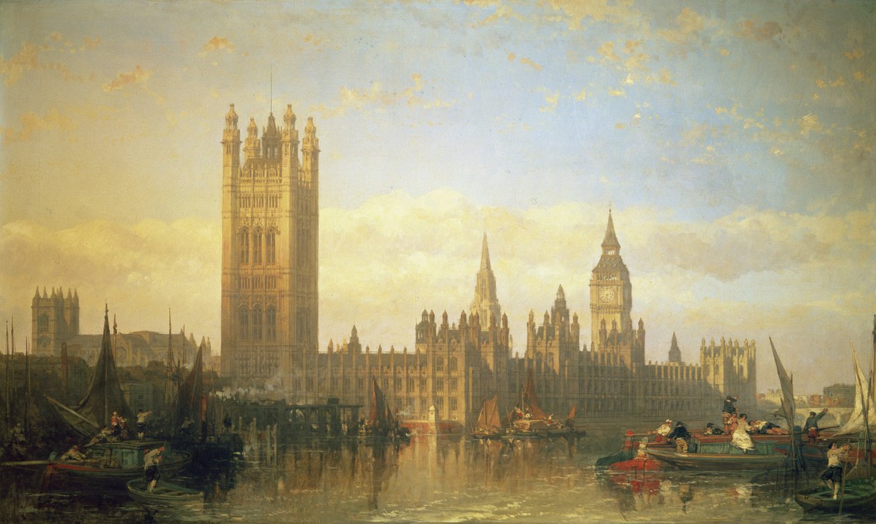 New Palace of Westminster från Themsen av David Roberts