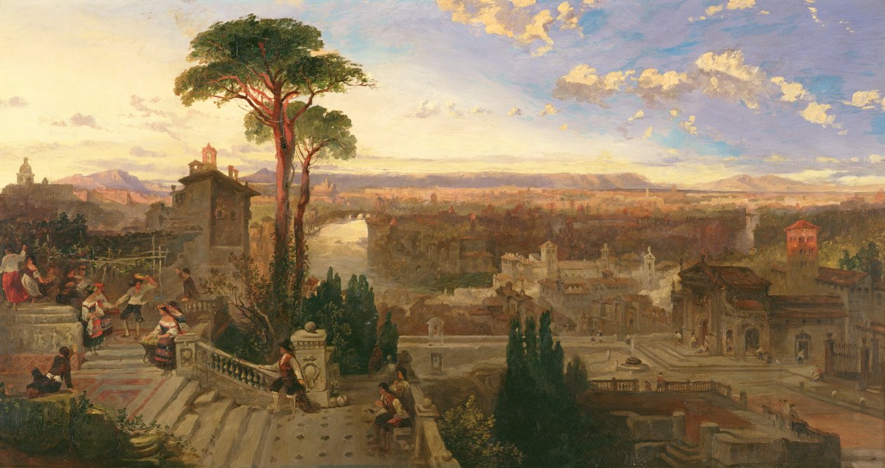 Rom, skymning, utsikt från klostret San Onofrio på berget Janiculum, ca 1853-55 av David Roberts