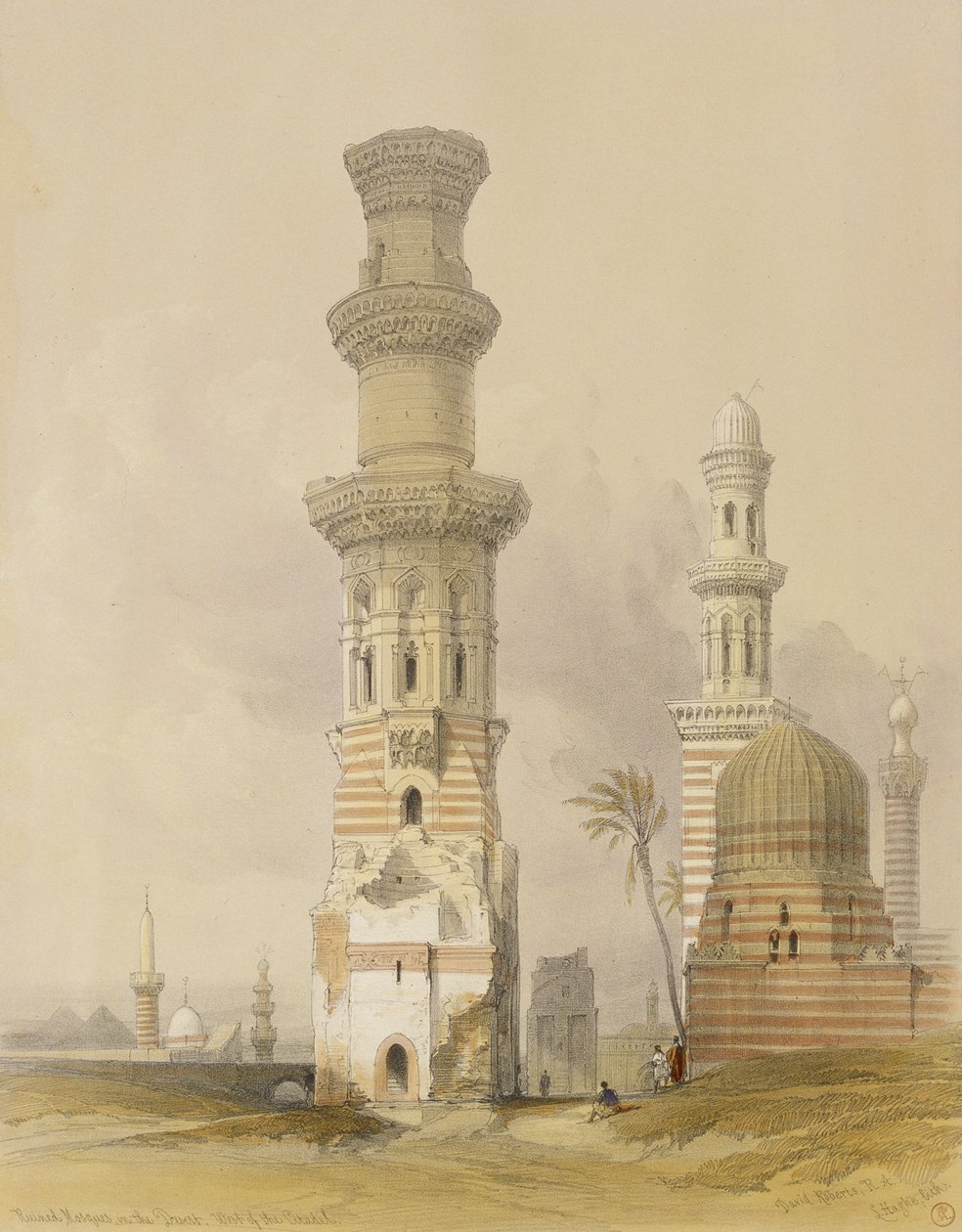 Förstörda moskéer i öknen, väster om citadellet, Kairo, från Egypten och Nubia, Vol.3 av David Roberts