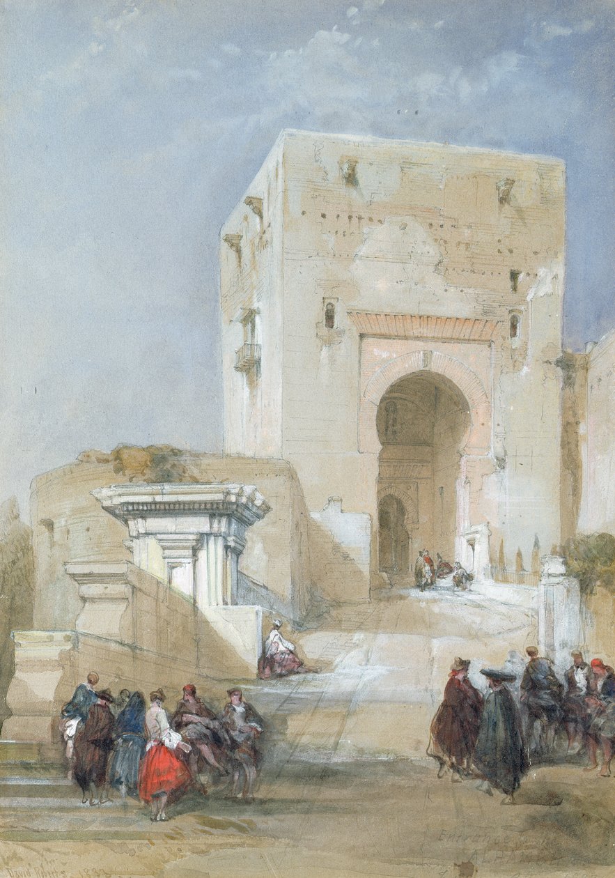 Rättvisans port, ingången till Alhambra, 1833 (penna, gouache och wc) av David Roberts
