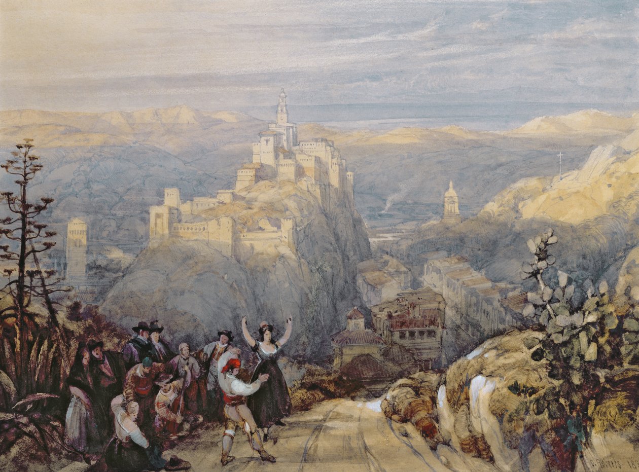 Staden och slottet i Loja, Spanien, 1834 av David Roberts