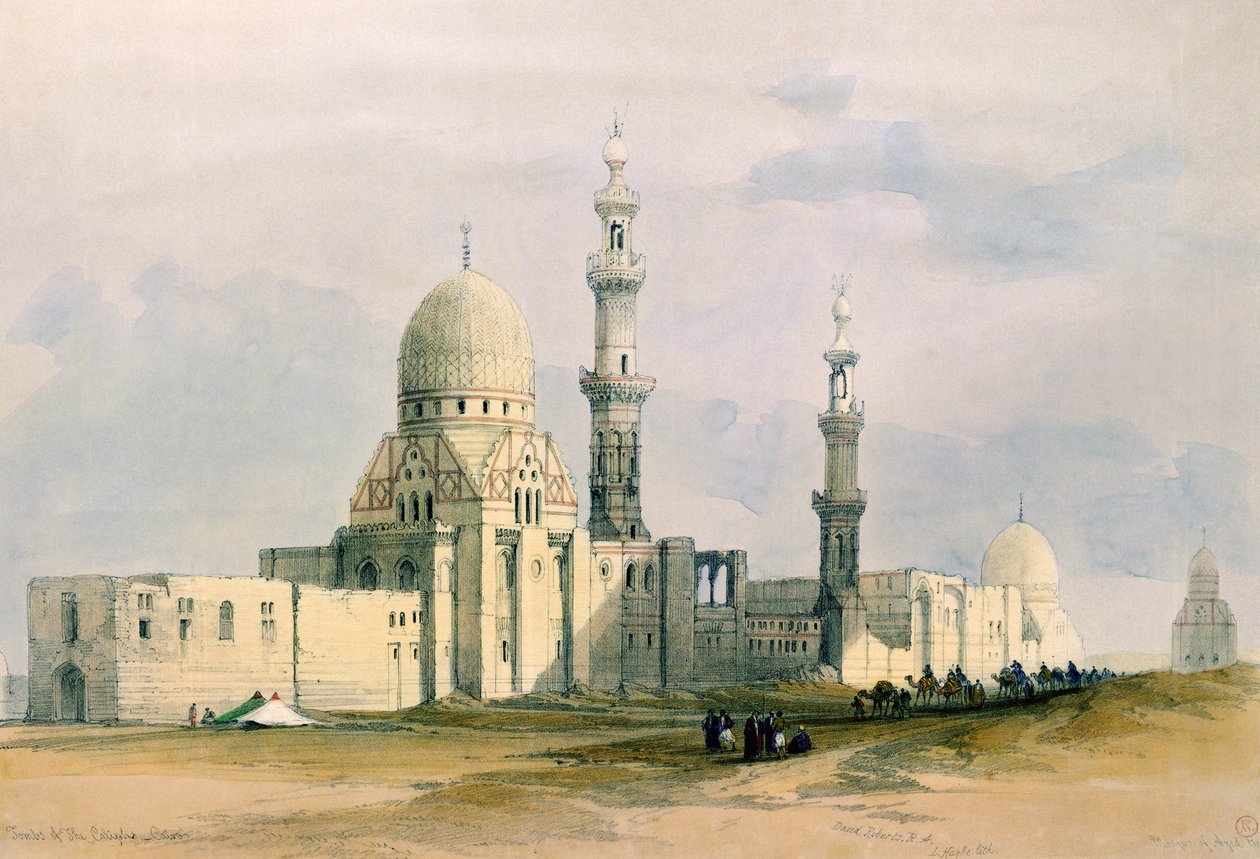 Sultan Qansuh Abu Sa`ids grav, 1499, på den östra kyrkogården eller kalifernas gravar i Kairo, från Egypten och Nubien, Vol.3. av David Roberts