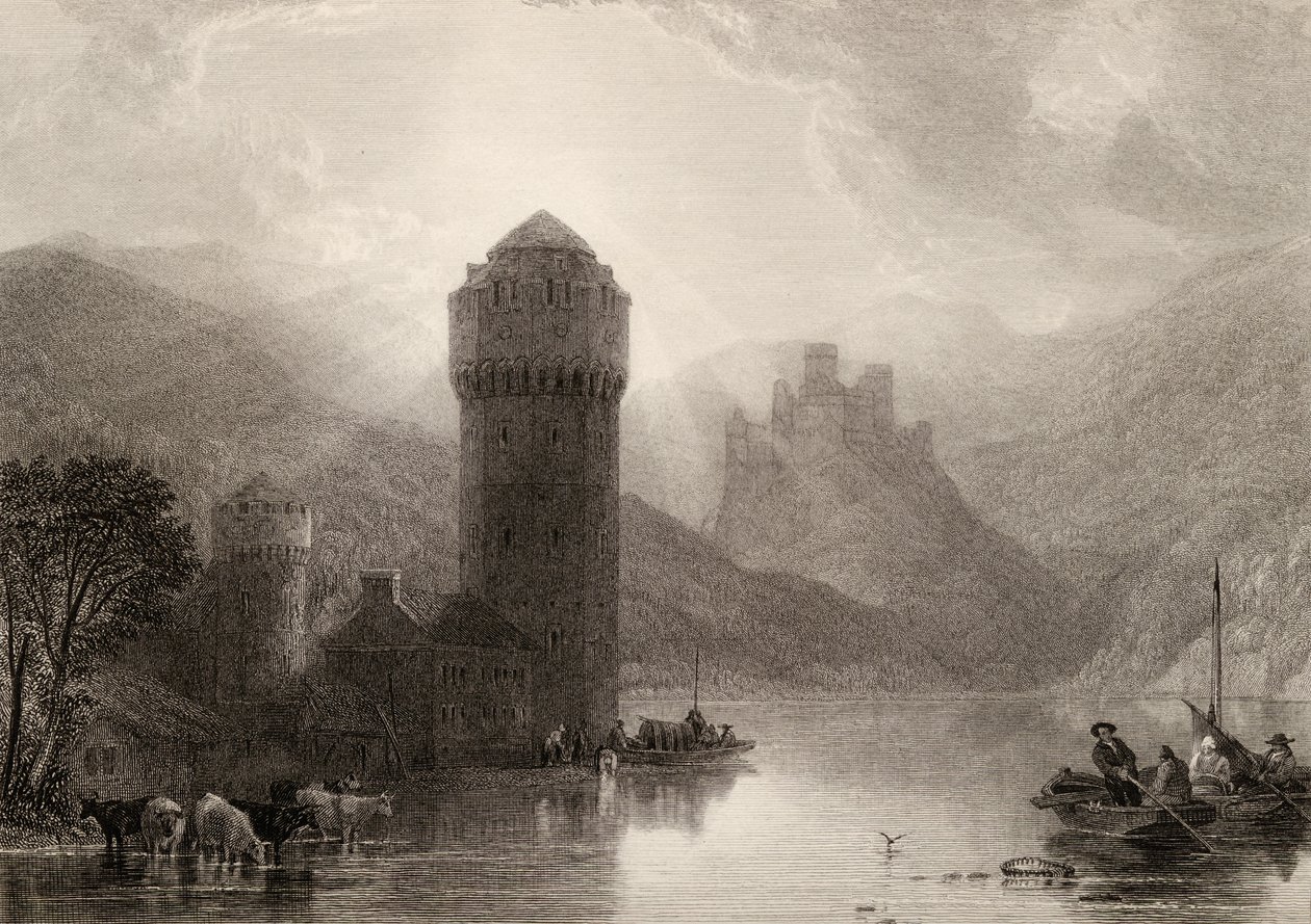 Tower of Niederlahnstein, graverad av E. Goodall, illustration från 