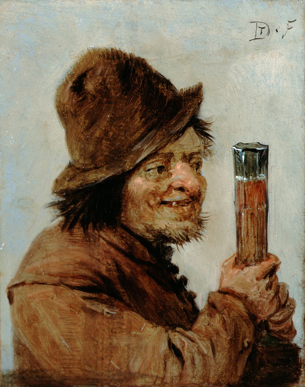 En bonde som håller ett glas av David Teniers the Younger
