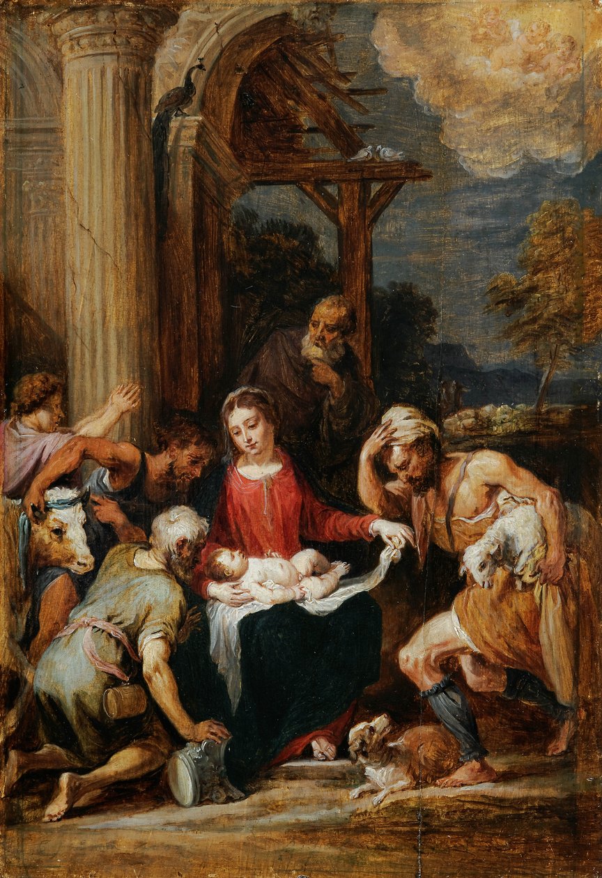 Tillbedjan av herdarna efter Andrea Schiavone av David Teniers the Younger