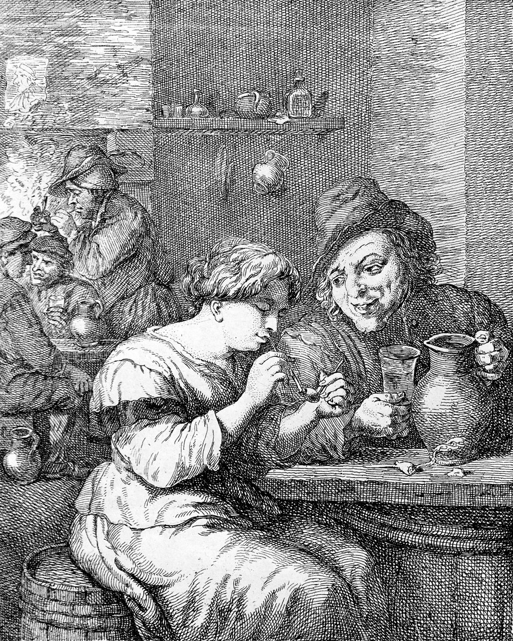 Interiör i ett värdshus, etsat av Coryn Boel av David Teniers the Younger
