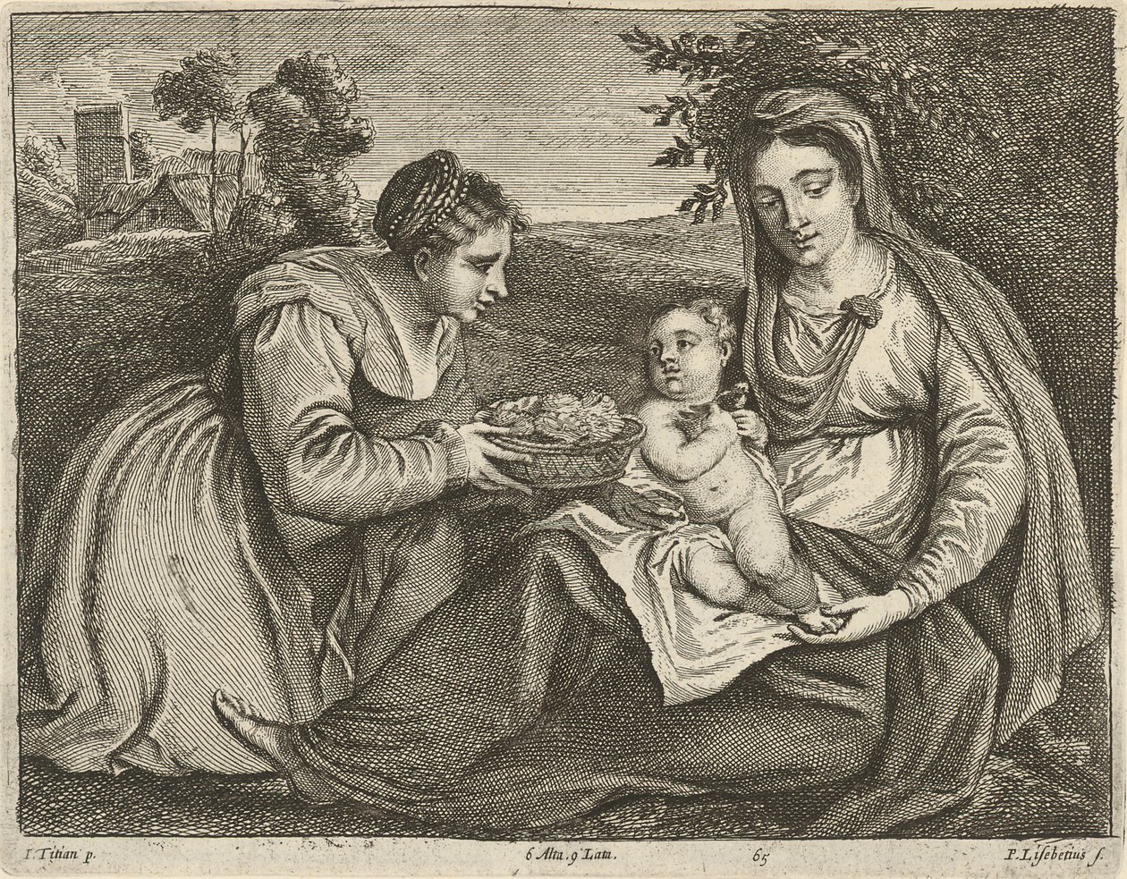 Madonna och barn med St. Dorothy av David Teniers the Younger