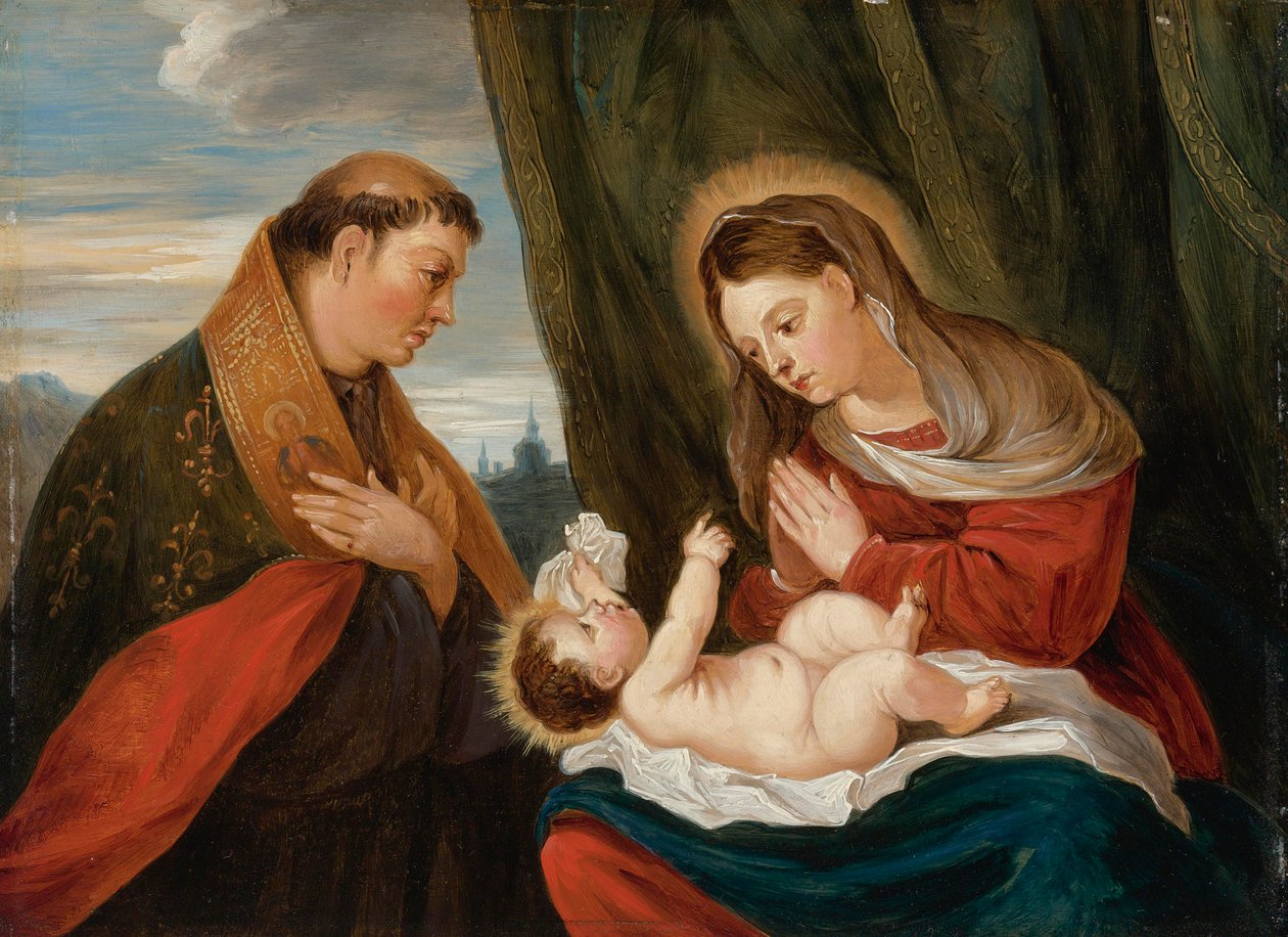 Madonna och barn med St Louis av Toulouse av David Teniers the Younger