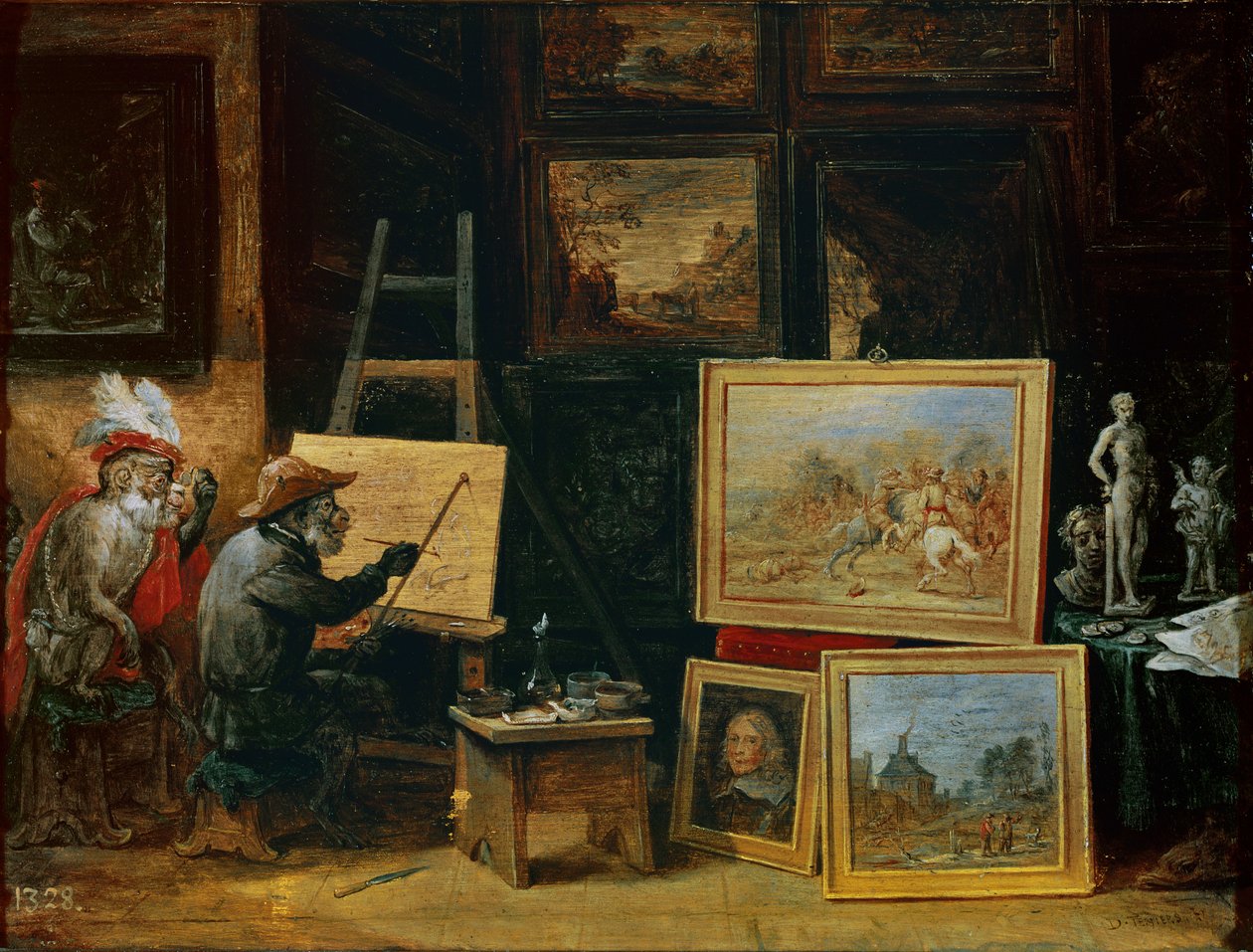 Mchoraji wa Monkey, 1805 (mafuta juu ya shaba)swed av David Teniers the Younger