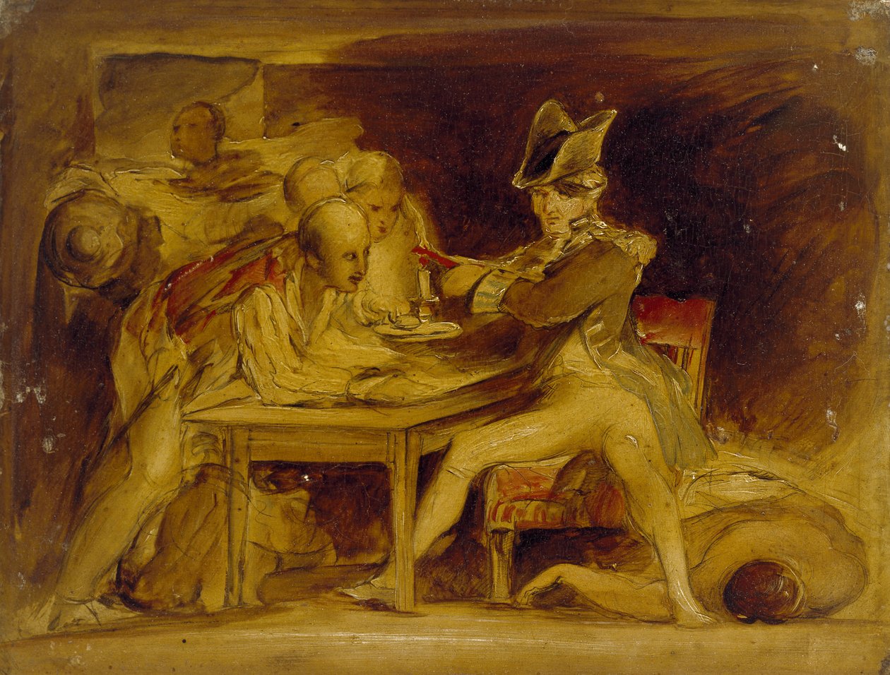 Nelson förseglar brevet från Köpenhamn, ca 1835 (olja på panel, monterad som teckning) av David Wilkie