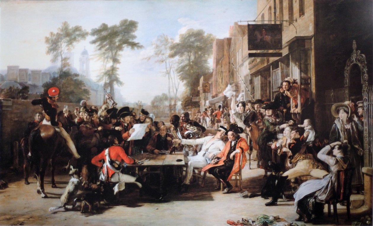 Chelsea pensionärer läser Waterloo Dispatch av David Wilkie