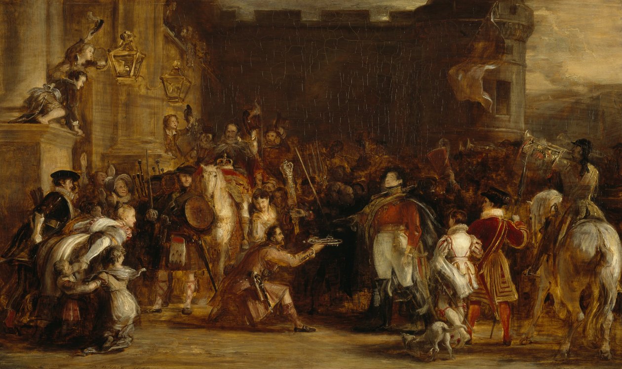 The Entrance of George IV at the Palace of Holyroodhouse  av David Wilkie