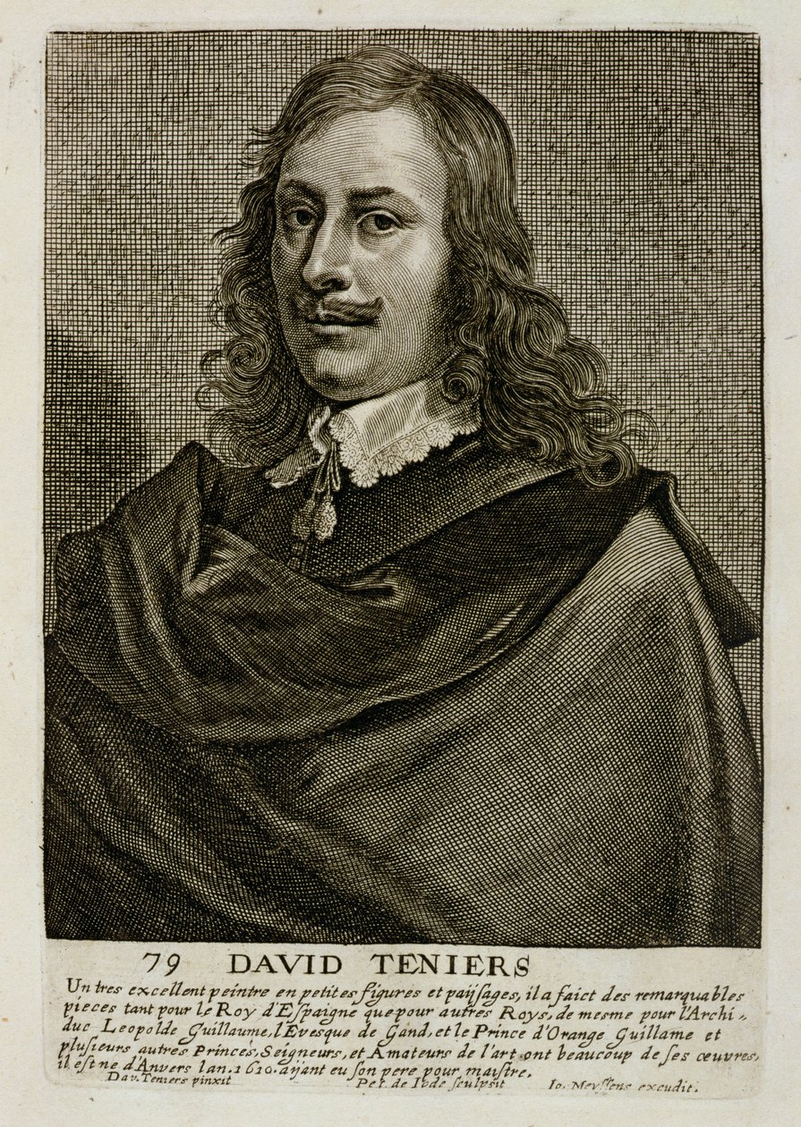 Självporträtt, plansch 79 ur en serie konstnärsporträtt, graverad av Pieter de Jode II (1606-p.1674) av David Teniers the Younger