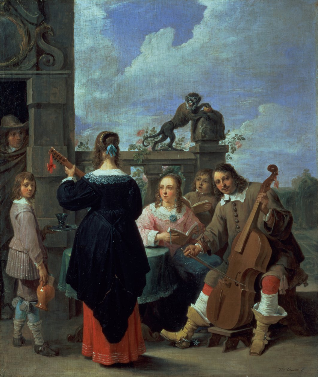Konstnären och hans familj på konsert (panel) av David Teniers the Younger