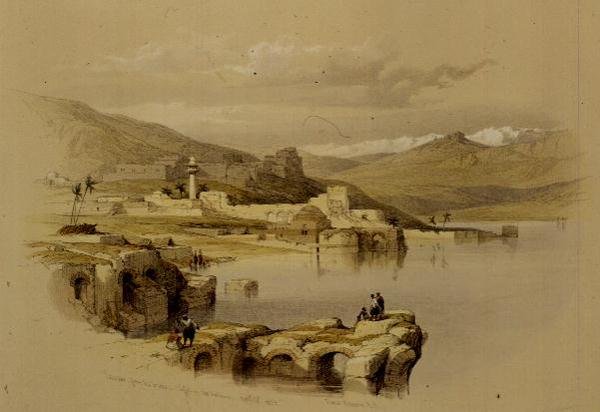Tiberias from the Walls, Saffet in the Distance, 22 april 1839, skylt 37 från volym I av 