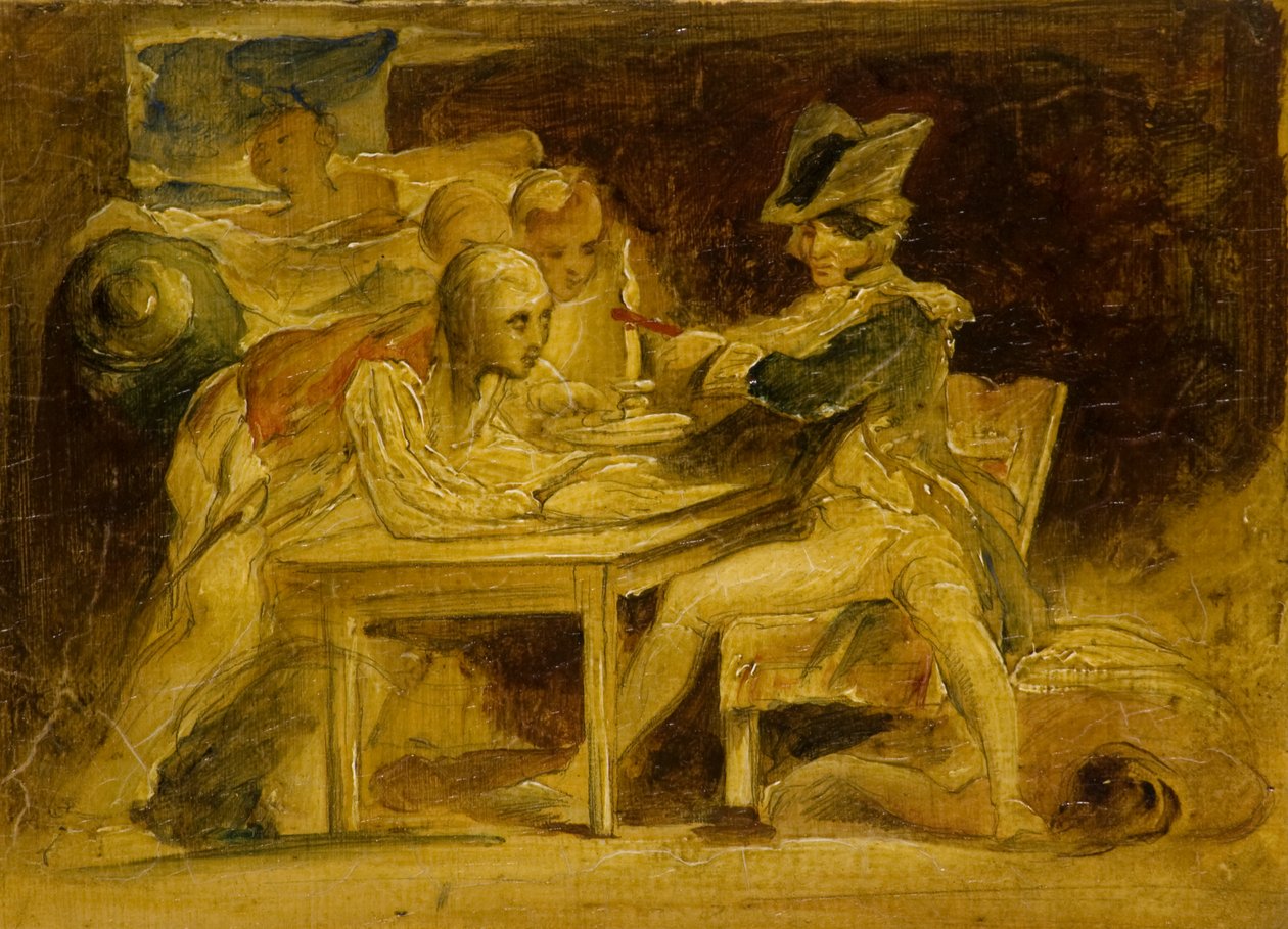 Nelson Sealing Dispatches utanför Köpenhamn, ca 1835 (olja på panel) av David (attr.) Wilkie