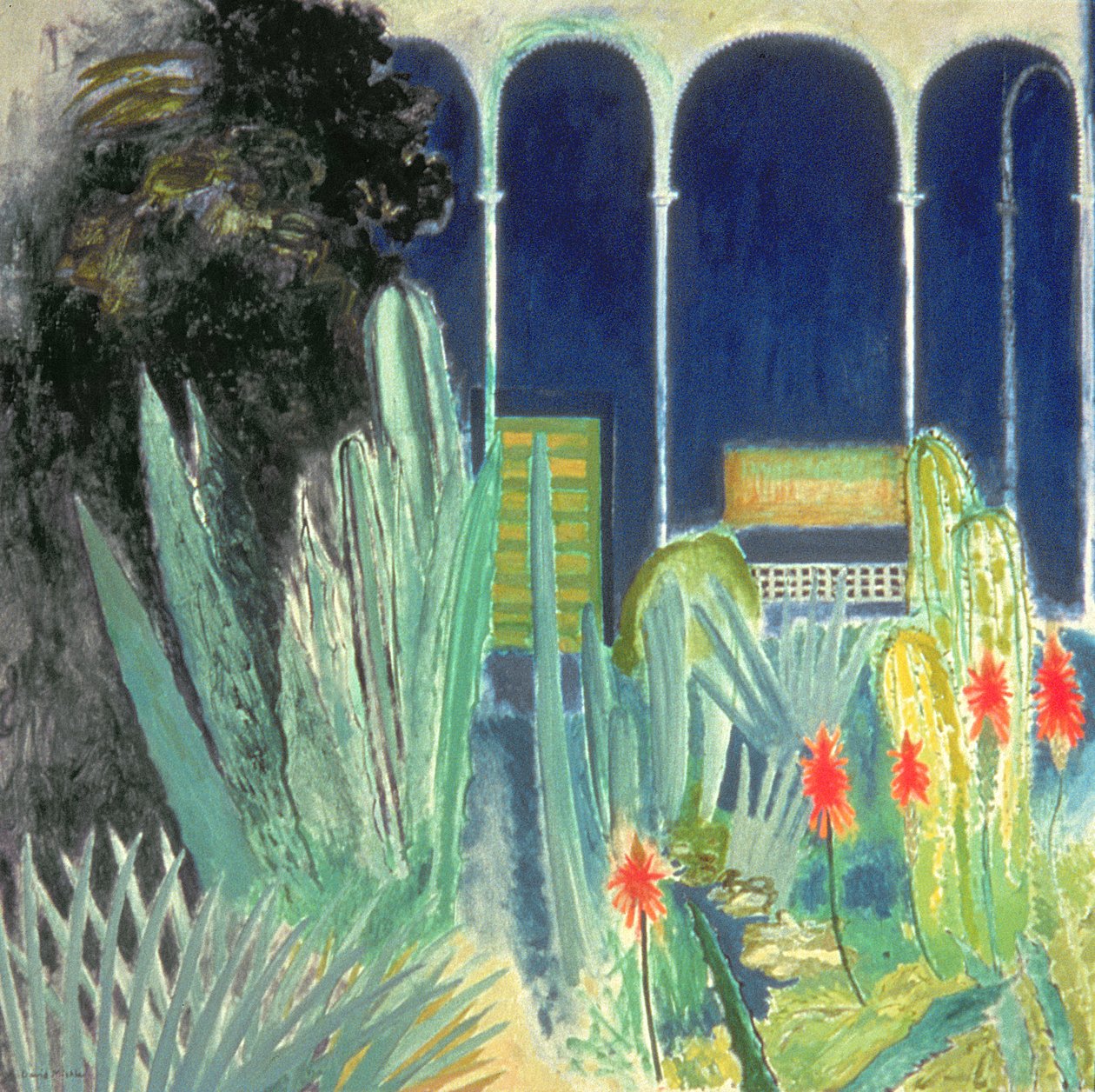 In the Majorelle Gardens (olja på duk) av David Alan Redpath Michie