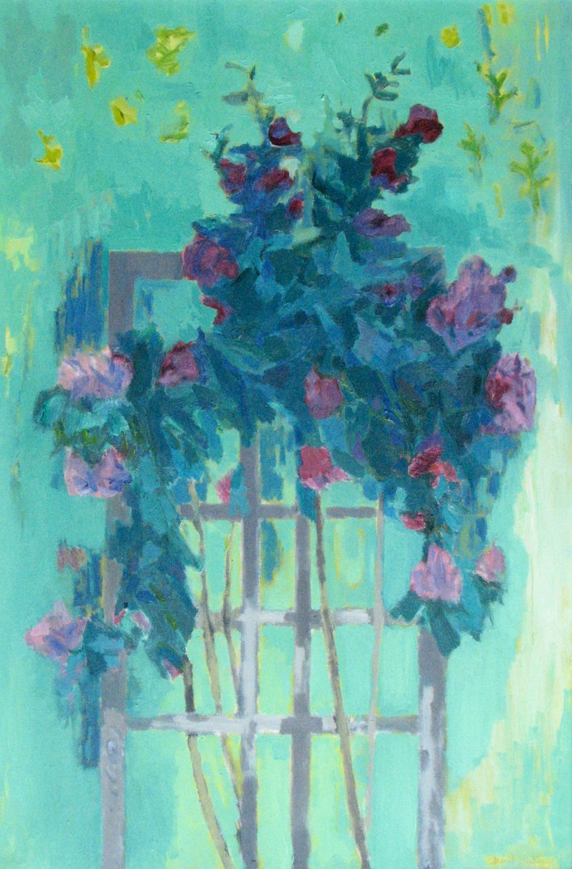 Rose Trellis (olja på duk) av David Alan Redpath Michie