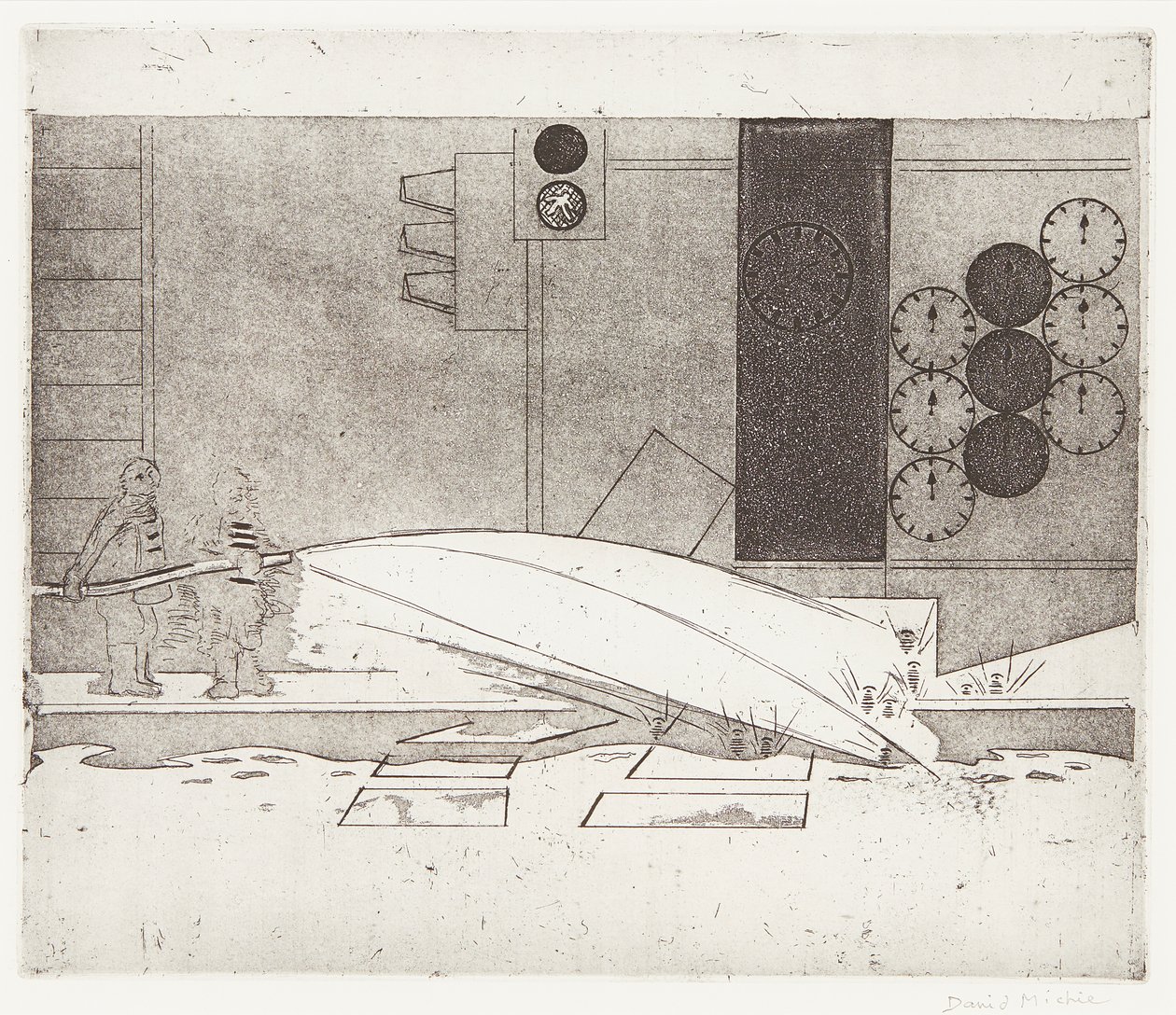 Washing the Street (etsning) av David Alan Redpath Michie