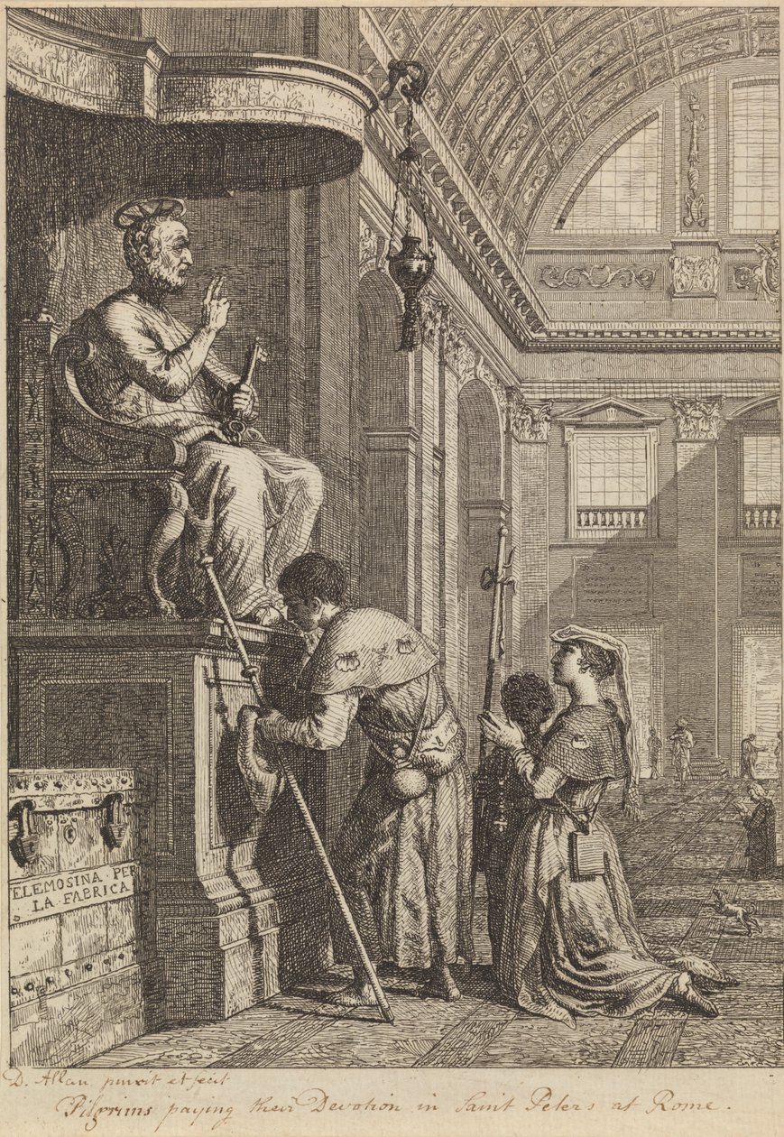 Pilgrimer som betalar sin hängivenhet i St Peters i Rom av David Allan