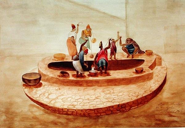 Svarta kvinnor vid Bambara-brunnen på Goree Island, från Boilats uppteckning över hans resa till Joal av David Boilat