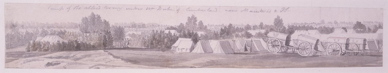 Landskap med figurer och en vagn (grafit, penna och bläck och wc på papper) av David Charles Read