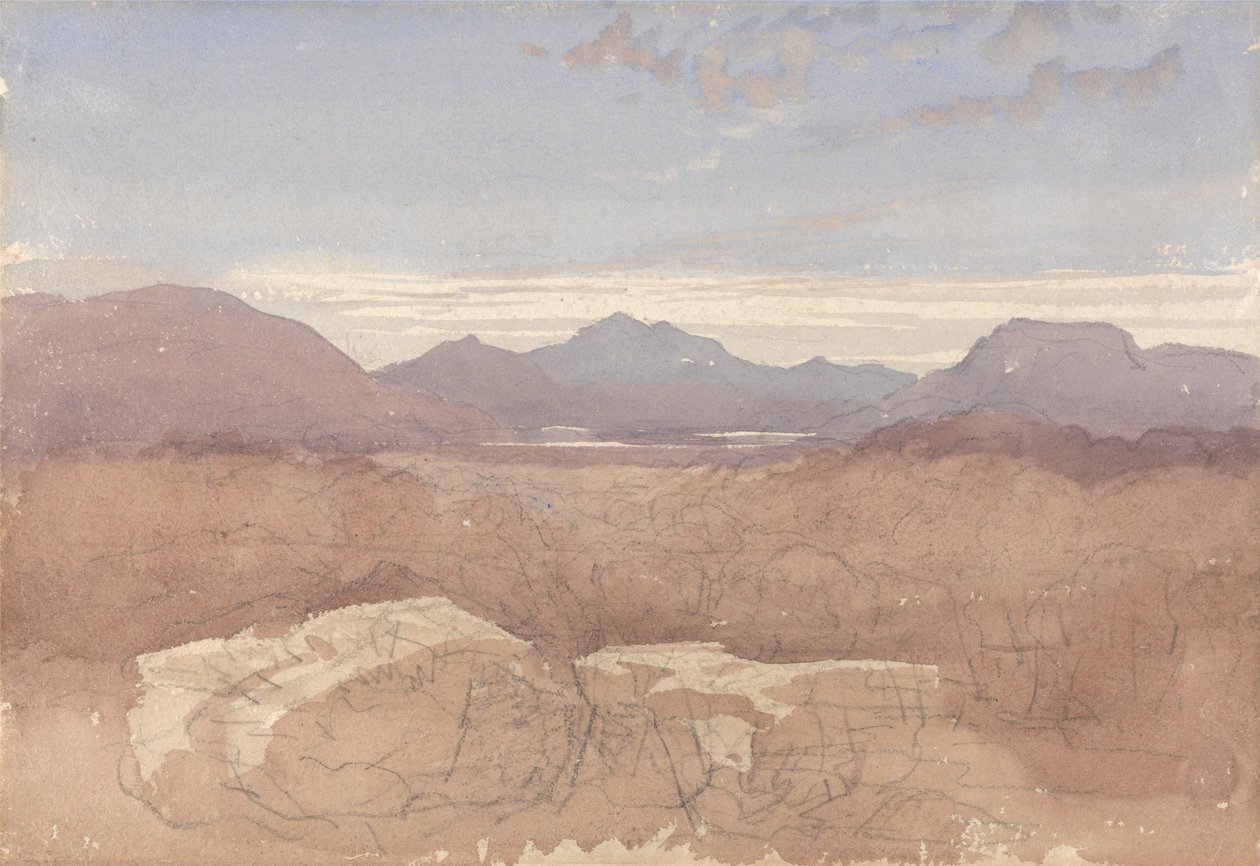 En utsikt över bergen, norra Wales av David Cox