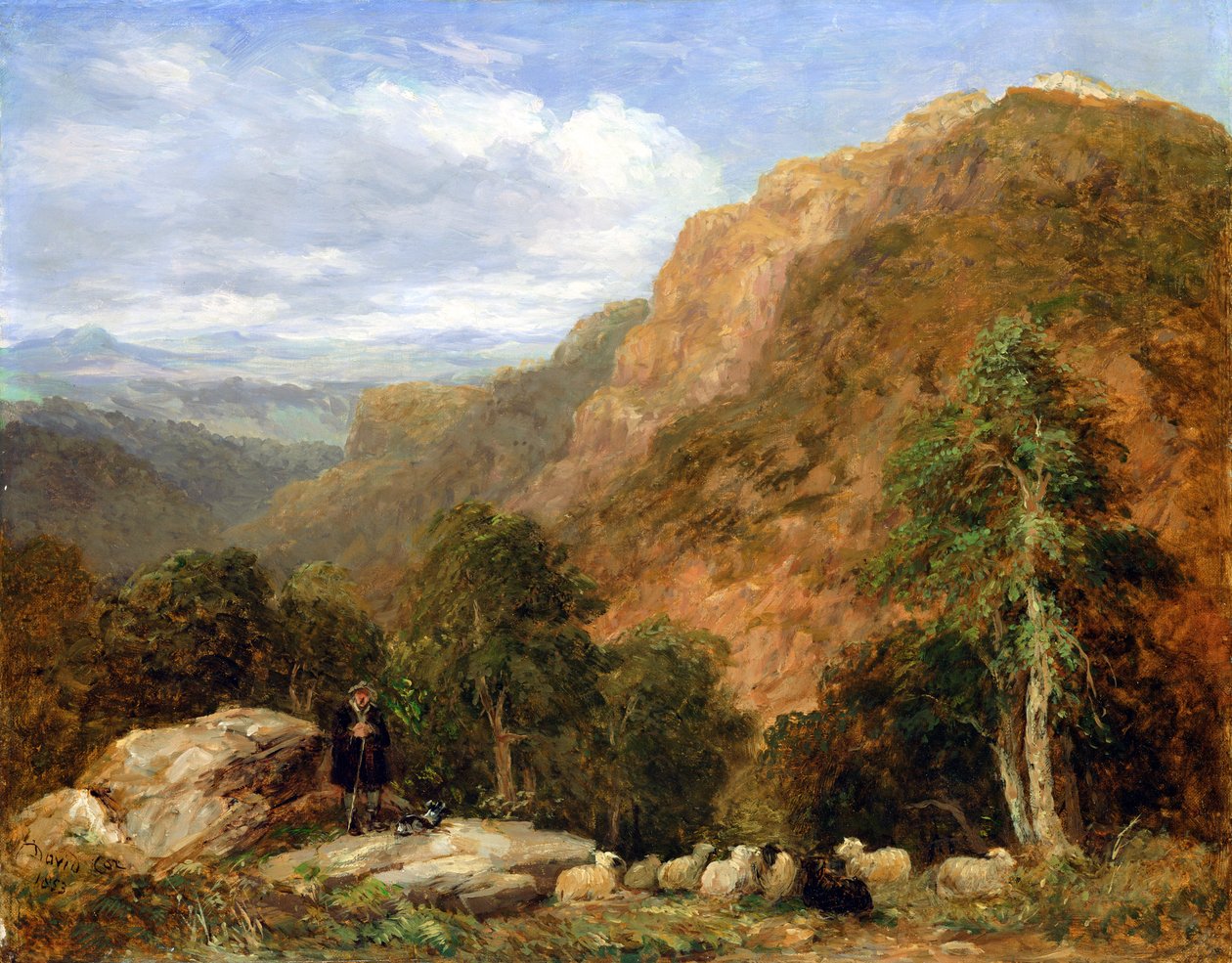 En vy från ovan Bettws-y-Coed, Moel Siabod och Snowdon Range in the Distance, 1853 av David Cox