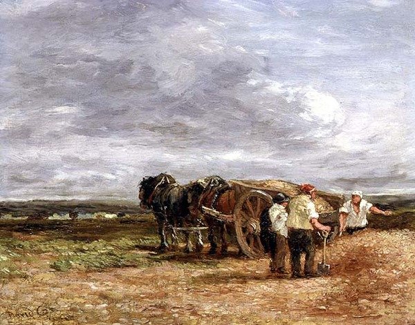 Carting Shingle (olja på panel) av David Cox